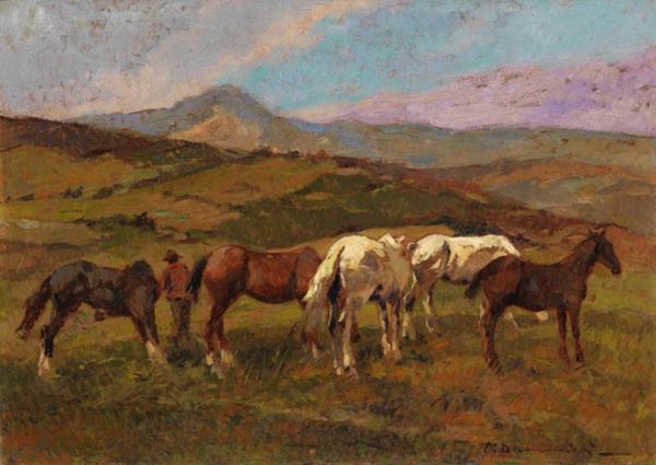 Carlo Domenici - Cavalli al pascolo