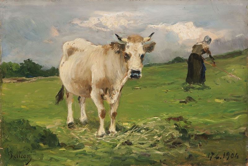 Lorenzo Delleani - Mucca al Pascolo