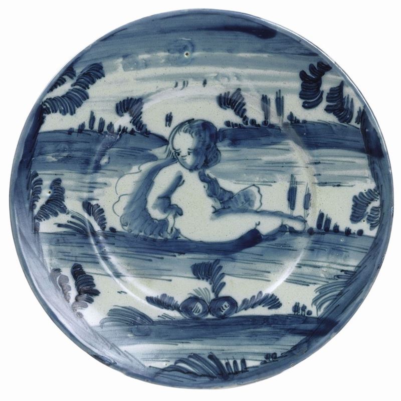 Piatto in Maiolica Bianco-blu