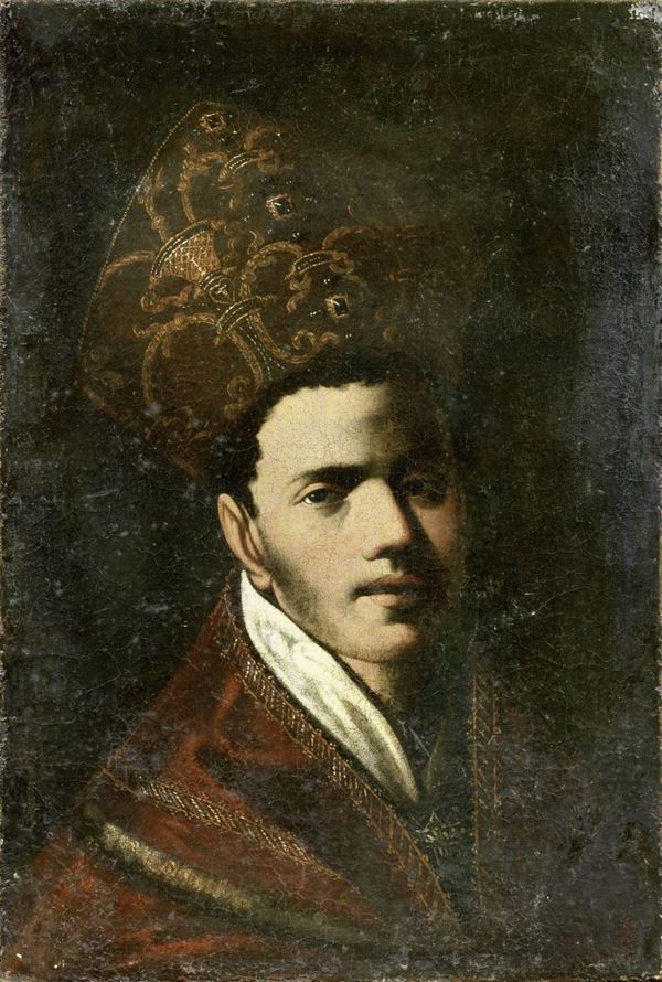 Scuola napoletana del XVII secolo - Testa di San Gennaro con piviale e mitria