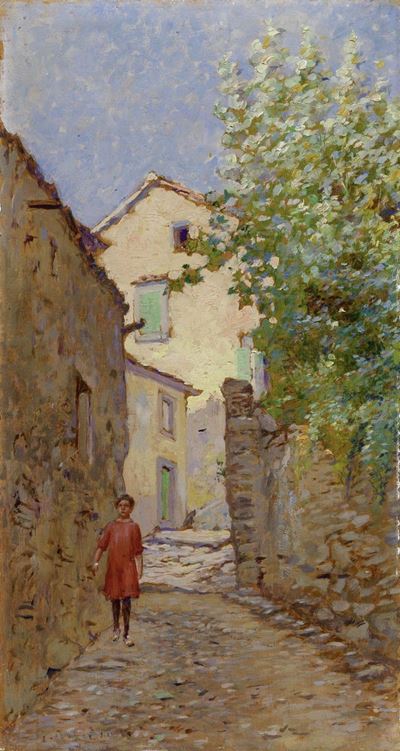 Scorcio di Paese con Figura