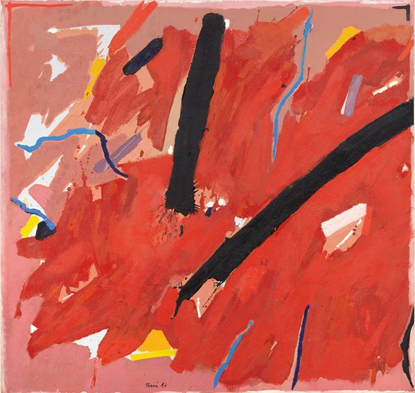 Walter Fusi : Senza titolo  (1987)  - Tecnica mista su carta applicata su tela - Asta PARADE V - Arte Contemporanea - Casa d'aste Farsettiarte