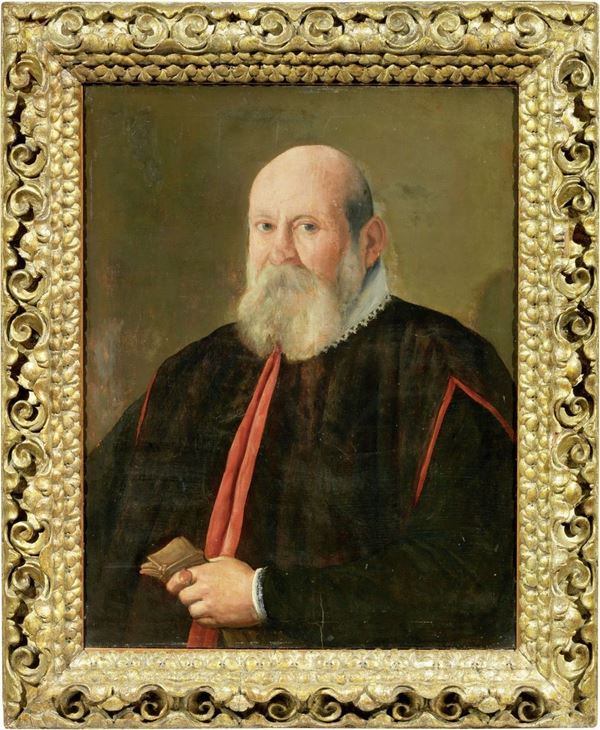 Scuola toscana fine XVI secolo : Ritratto di uomo barbuto  - Olio su tavola - Auction IMPORTANT OLD MASTERS PAINTINGS - I - Casa d'aste Farsettiarte