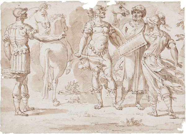 Giuseppe Santi (attr. a) - Scena con guerrieri