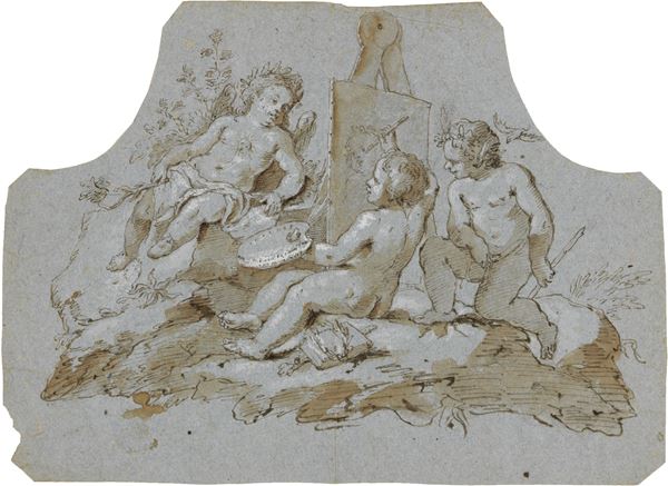 Scuola veneta del XVIII secolo - Tre Putti (Allegoria della Pittura)