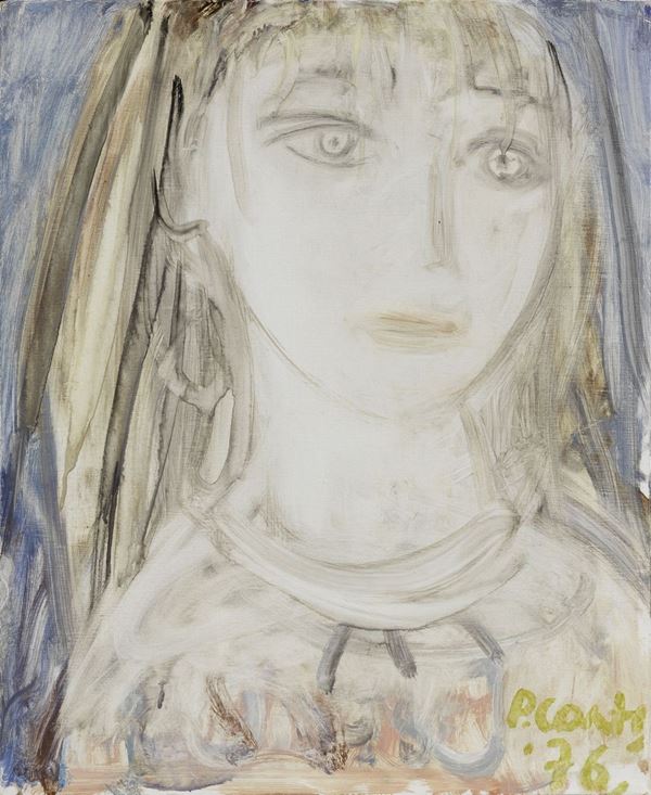 Primo Conti : Ritratto  (1976)  - Tempera su tela - Asta DIPINTI E SCULTURE DEL XIX E XX SECOLO - II - Casa d'aste Farsettiarte