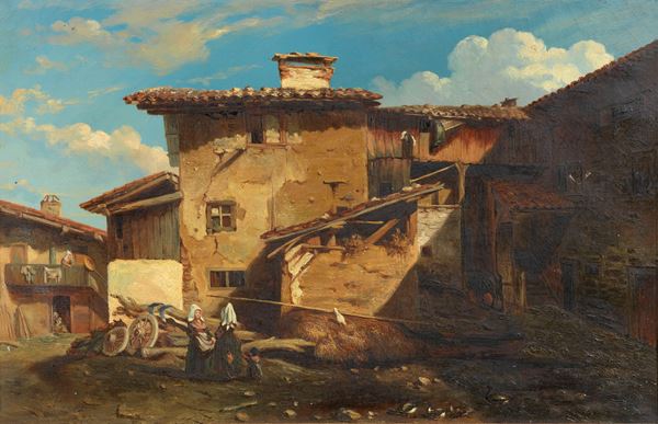 Scuola italiana del XIX secolo - Villaggio montano