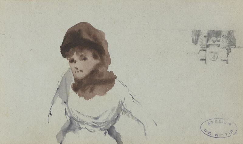 Giuseppe De Nittis - Impressione di Figura Femminile con Studio di Bassorilievo
