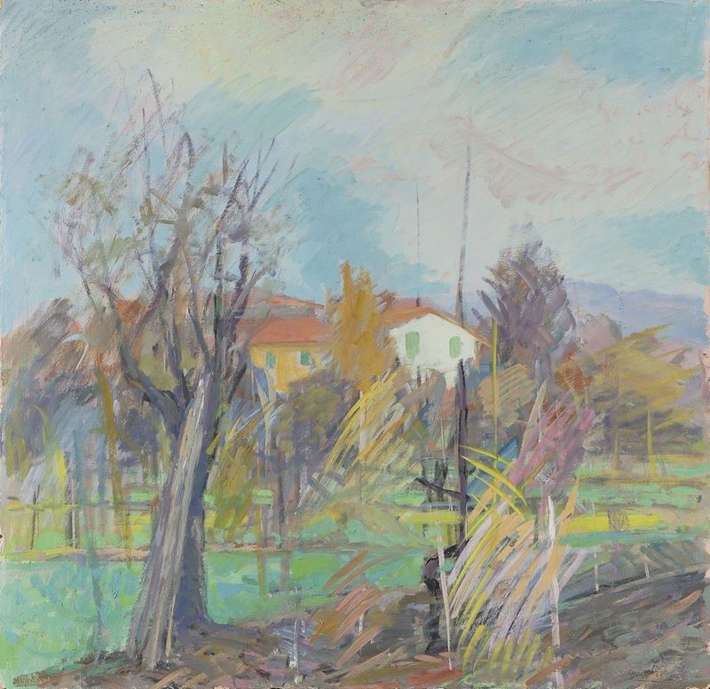 Quinto Martini - Paesaggio a Seano con Case