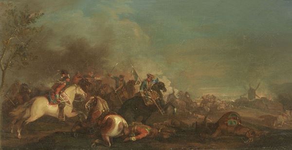 Jan Peeter Verdussen : Scena di battaglia  - Olio su tela - Auction IMPORTANT OLD MASTERS PAINTINGS - I - Casa d'aste Farsettiarte