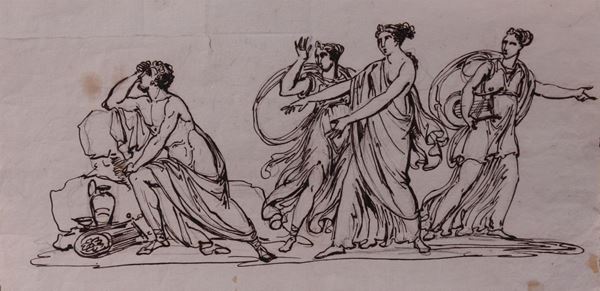 Scuola neoclassica inizio XIX secolo - Orfeo e le Muse