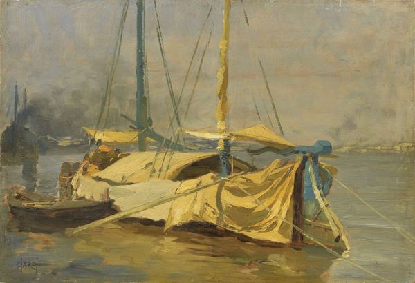 Guglielmo Ciardi - Barche sul mare