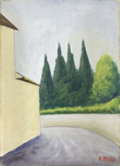 Strada con Casa e Cipressi