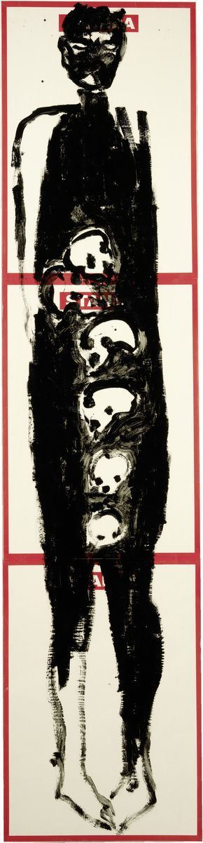 Enzo Cucchi : Senza titolo  (2001)  - Acrilico su carta applicata su tela - Auction Contemporary Art - Casa d'aste Farsettiarte