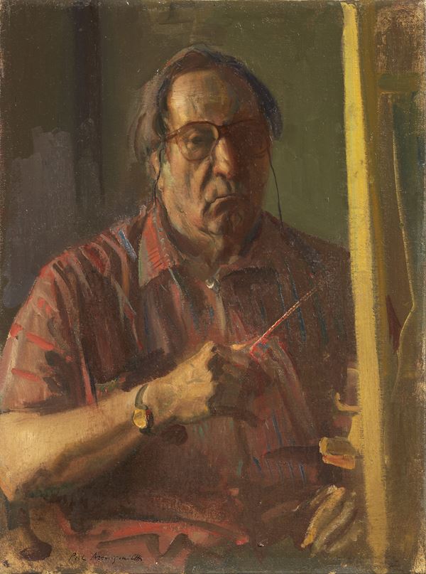 Pietro Annigoni : Autoritratto  - Olio su cartone telato - Auction MODERN ART - II - Casa d'aste Farsettiarte