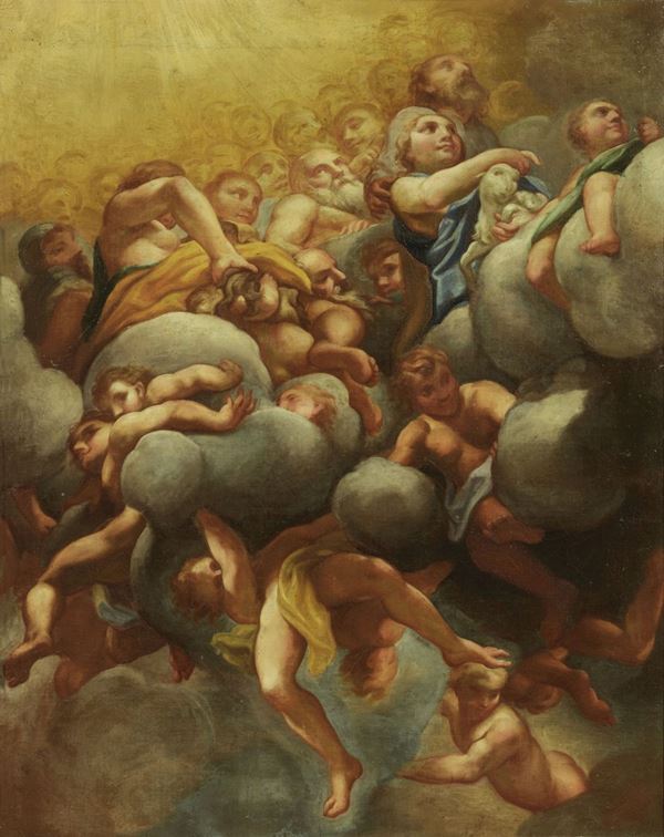 Copia da Correggio, fine XVII secolo : Assunzione della Vergine (particolare)  - Olio su tela - Auction IMPORTANT OLD MASTERS PAINTINGS - I - Casa d'aste Farsettiarte
