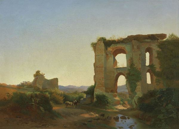 Carlo Mark&#242; (attr. a) : Paesaggio con rovine  - Olio su tela - Asta IMPORTANTI DIPINTI ANTICHI - I - Casa d'aste Farsettiarte