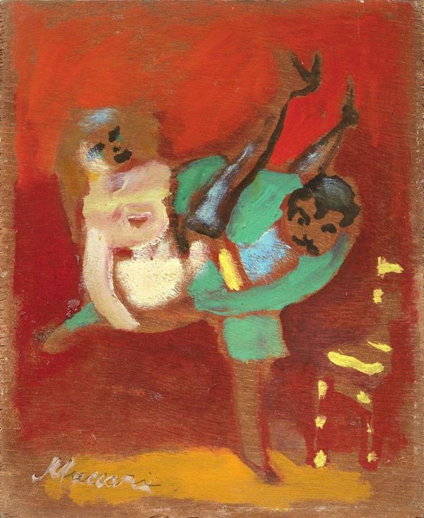 Mino Maccari : Figure  - Olio su tavola - Asta ARTE CONTEMPORANEA - I - Casa d'aste Farsettiarte
