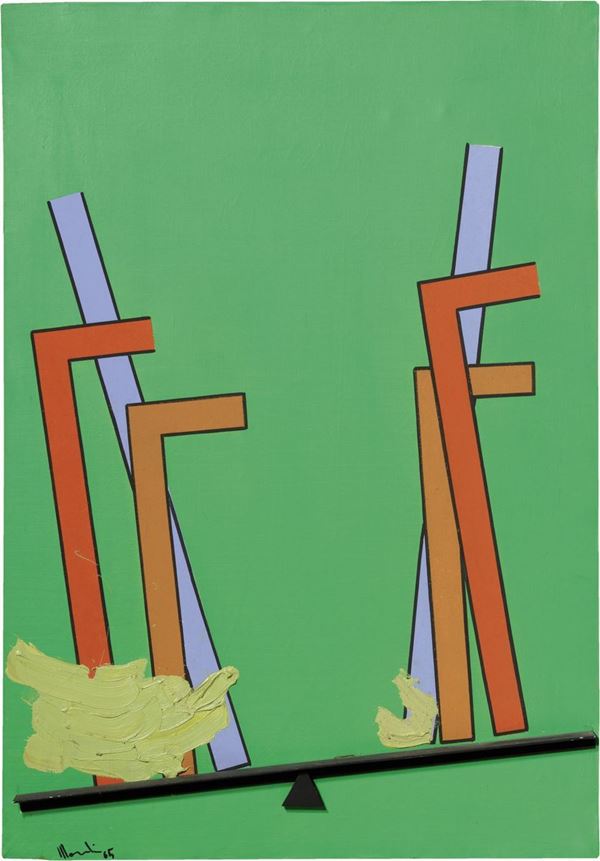 Aldo Mondino : Bilancia  (1965)  - Olio e tecnica mista su tela - Asta ARTE CONTEMPORANEA - I - Casa d'aste Farsettiarte