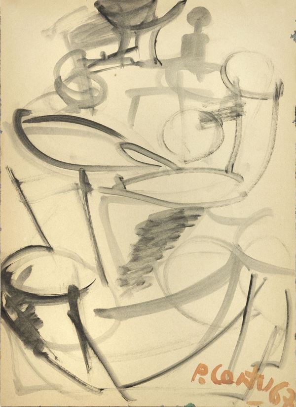 Primo Conti : Figura  (1967)  - Tecnica mista su carta - Asta ARTE CONTEMPORANEA - I - Casa d'aste Farsettiarte
