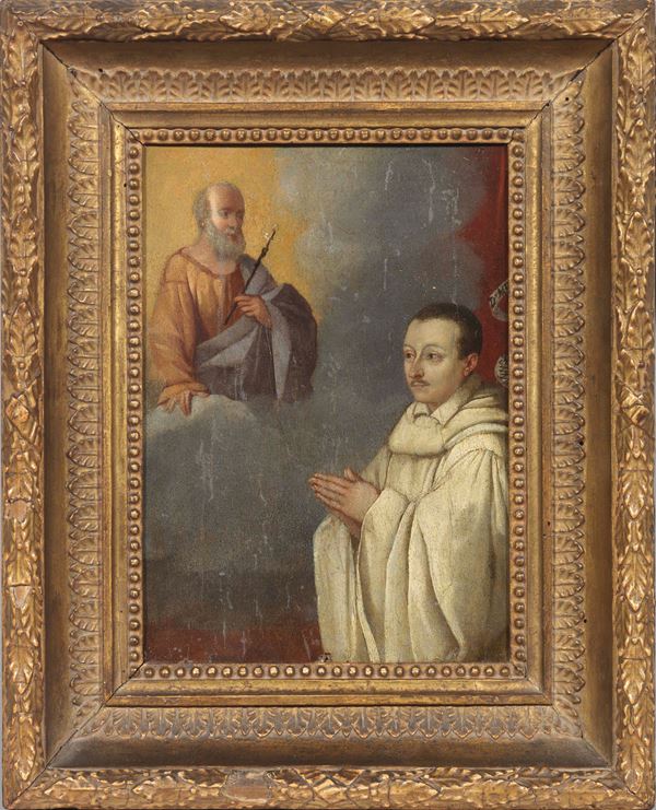 Ignoto del XIX secolo - Santo in adorazione di San Giuseppe