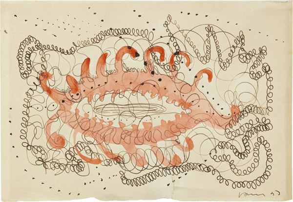 Lucio Fontana : Concetto spaziale  (1953)  - China e acquerello su carta - Asta ARTE CONTEMPORANEA - I - Casa d'aste Farsettiarte