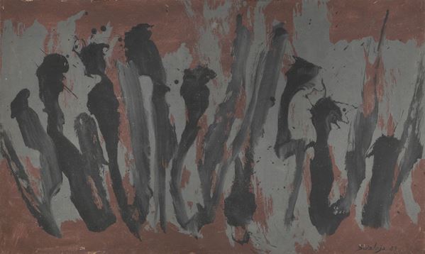 Toti Scialoja : Senza titolo  (1983)  - Vinilico su cartone applicato su tavola - Asta ARTE CONTEMPORANEA - I - Casa d'aste Farsettiarte