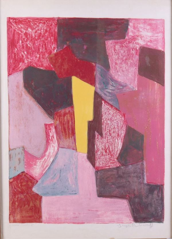 Serge Poliakoff : Composition VII rouge, carmin et jaune  (1958)  - Litografia a sei colori, es. epreuve d'artiste - Asta ARTE CONTEMPORANEA - I - Casa d'aste Farsettiarte