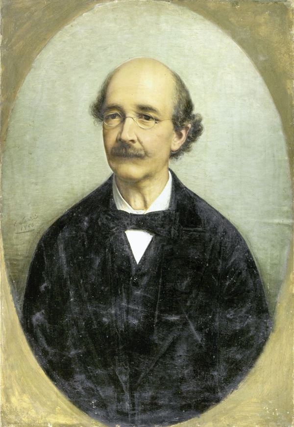 Egisto Sarri : Ritratto di uomo con occhiali  (1886)  - Olio su tela - Auction XIX AND XX CENTURY PAINTINGS AND SCULPTURES - II - Casa d'aste Farsettiarte