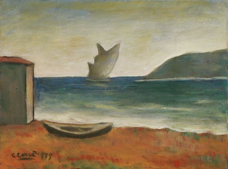 Carlo Carrà - Marina con Veliero