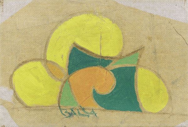 Giacomo Balla : Motivo floreale per ricamo  (1918 ca.)  - Tempera su carta applicata su tela - Asta ARTE MODERNA - II - Casa d'aste Farsettiarte