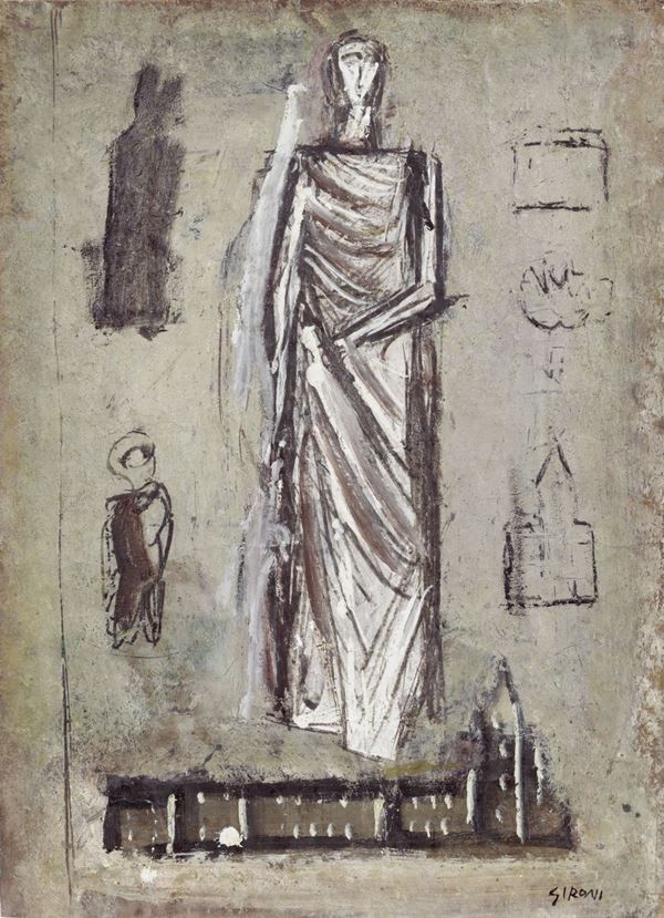 Mario Sironi : Composizione con figure  (1940 ca.)  - Tempera su carta - Auction MODERN ART - II - Casa d'aste Farsettiarte