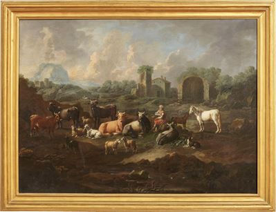 «paesaggio con Pastore e Armenti sullo Sfondo di Rovine» e «paesaggio con Pastore e Armenti e una...