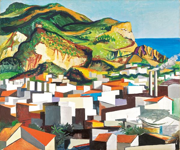 Renato Guttuso : Palermo: case al Monte San Pellegrino  (1966)  - Olio su tela - Auction MODERN ART - II - Casa d'aste Farsettiarte