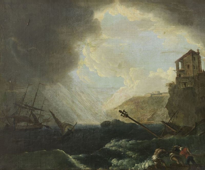 Scuola Francese del XIX Secolo - Scena di Naufragio