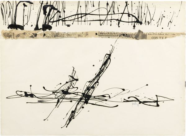 Achille Perilli : Senza titolo  (1959)  - Inchiostro e collage su carta - Auction CONTEMPORARY ART - I - Casa d'aste Farsettiarte
