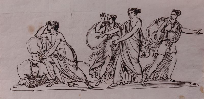 Scuola Neoclassica Inizio XIX Secolo - Orfeo e le Muse