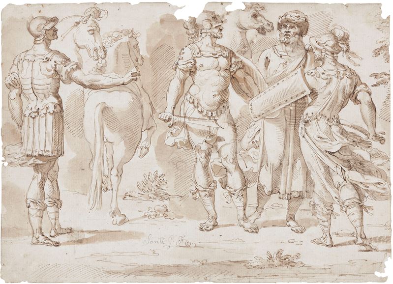 Giuseppe Santi (attr. A) - Scena con Guerrieri