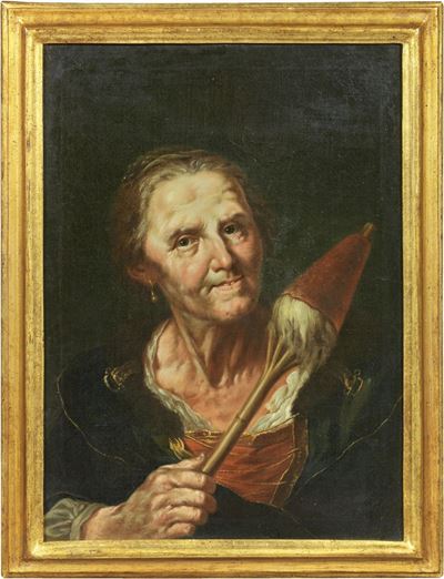 Vecchia con il Fuso in Mano