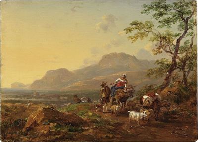 Paesaggio Dell'italia Meridionale con Due Viandanti