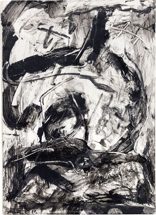 Emilio Vedova : Senza titolo  (1990)  - Pittura su carta applicata su tela - Auction CONTEMPORARY ART - I - Casa d'aste Farsettiarte