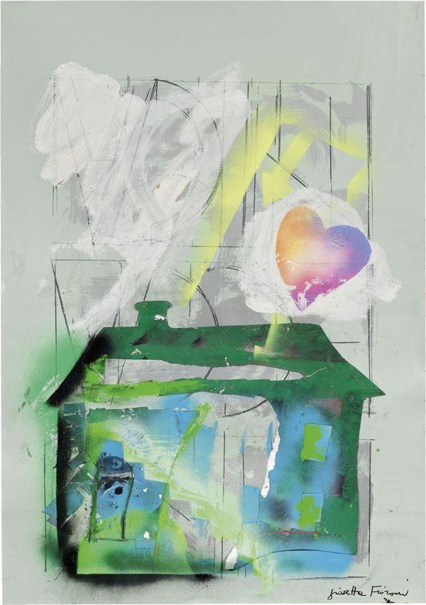 Giosetta Fioroni : La casa del ritorno  (2000)  - Tecnica mista su carta - Auction CONTEMPORARY ART - I - Casa d'aste Farsettiarte