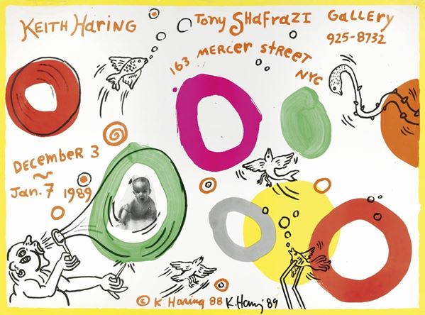 Keith Haring : Untitled (Tony Shafrazi Gallery)  (1989)  - Pennarello su litografia offset - Asta ARTE CONTEMPORANEA - I - Casa d'aste Farsettiarte