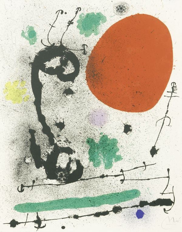 Joan Mir&#243; : El pájaro migratorio  (1970)  - Litografia a colori, es. 50/75 - Asta ARTE CONTEMPORANEA - I - Casa d'aste Farsettiarte