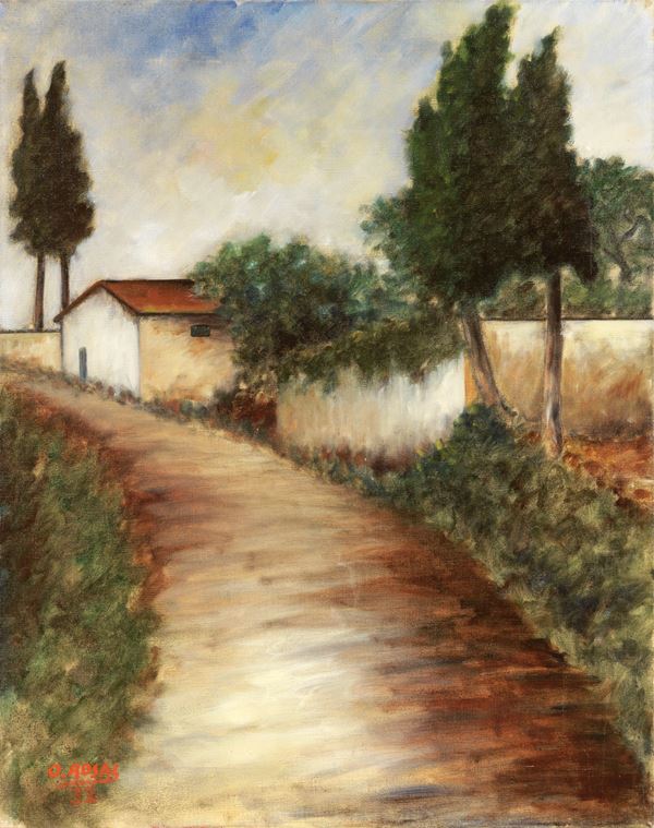 Ottone Rosai : Strada di Bagno a Ripoli  (1932)  - Olio su tela - Auction MODERN ART - II - Casa d'aste Farsettiarte