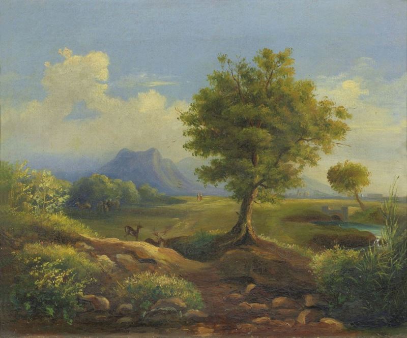 Scuola Romana del XIX Secolo - Paesaggio Campestre