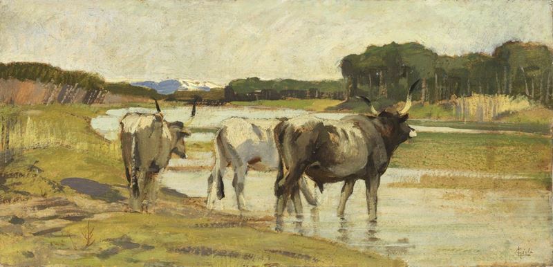 Luigi Gioli - Pascolo sul Fiume