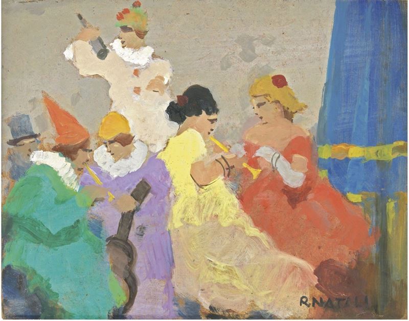 Renato Natali - Due Dipinti Raffiguranti «maschere»