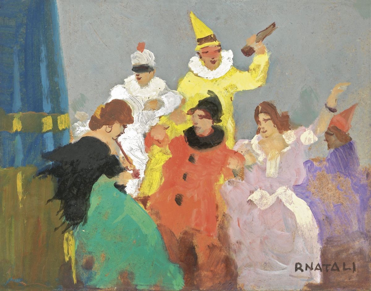 Renato Natali - Due Dipinti Raffiguranti «maschere»