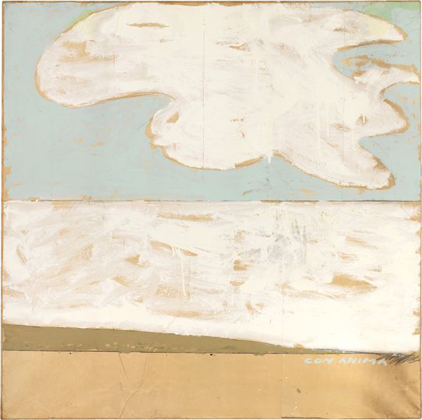 Mario Schifano : Con anima  (1963)  - Smalto su carta applicata su tela - Asta Arte Moderna e Contemporanea - I - Casa d'aste Farsettiarte